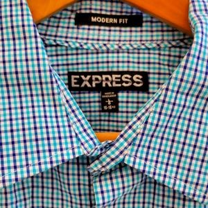 Express gingham plaid button down shirt, size L